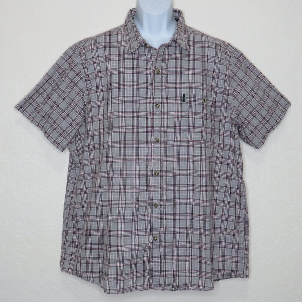 G.H.Bass & Co.* Men's Short Sleeve Button Down Curved Hem Pocket Plaid Shirt~XXL